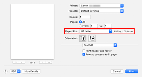 Abbildung: "Papierformat" im Dialog "Drucken"
