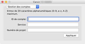 figure : Gestion des comptes Canon IJ Printer Utility2