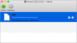 figure : Écran d'état de l'impression.