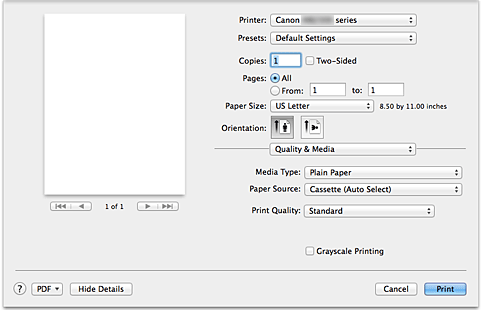 figure:Quality & Media in the Print dialog