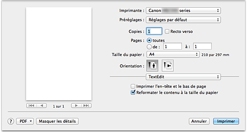 figure : Boîte de dialogue Imprimer