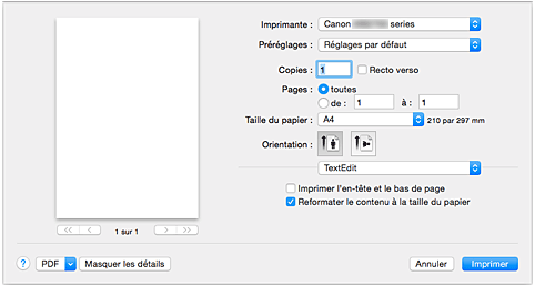 figure : Boîte de dialogue Imprimer