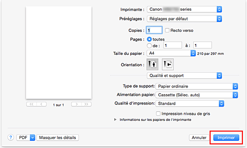 figure : Imprimer dans la boîte de dialogue Imprimer