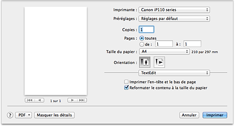 figure : Boîte de dialogue Imprimer