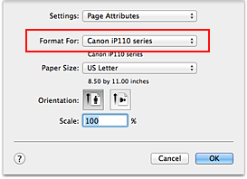 figur: Format for under Sideattributter i dialogboksen Utskriftsformat