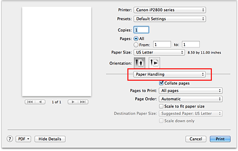 figure:Paper Handling in the Print dialog