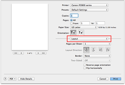 figure:Layout in the Print dialog