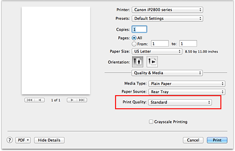 figure:Print Quality of Quality & Media in the Print dialog