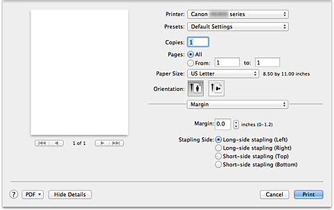 figure:Margin in the Print dialog