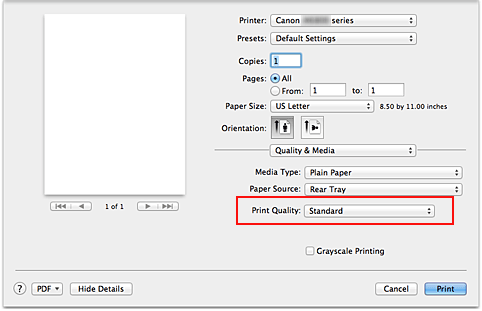 figure:Print Quality of Quality & Media in the Print dialog