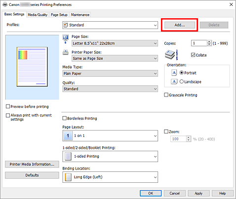 hình: Thêm... trên tab Cài đặt nhanh