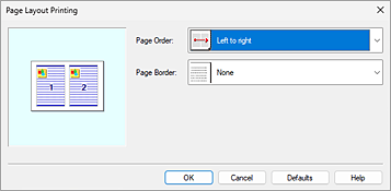 figure:Page Layout Printing dialog box