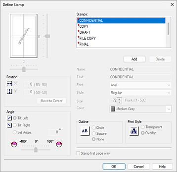 figure:Define Stamp dialog box