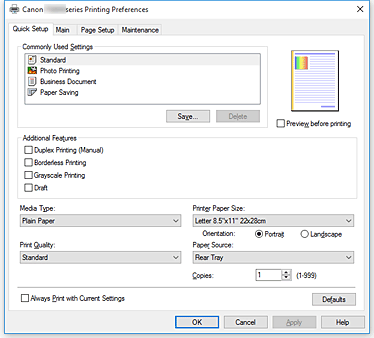 Imagen: ficha Configuración rápida