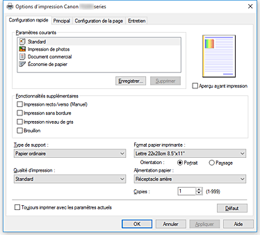 figure&nbsp;: Onglet Configuration rapide