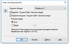 figure : Boîte de dialogue Impr. mosaïque/poster