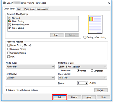 Imagen: Aceptar de la ficha Configuración rápida