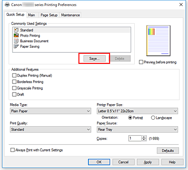 figura:Save... din fila Quick Setup