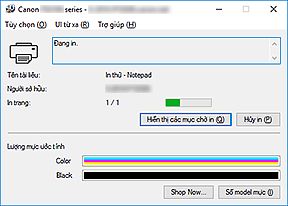 hình: Màn hình trạng thái Canon IJ