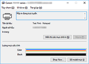 hình: Màn hình trạng thái Canon IJ