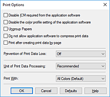 figure:Print Options dialog box