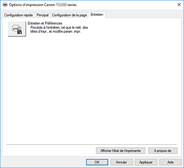 figure&nbsp;: Onglet Entretien