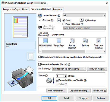 gambar: Tab Pengesetan Halaman