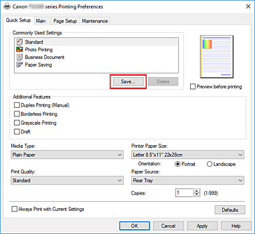 figura:Save... din fila Quick Setup