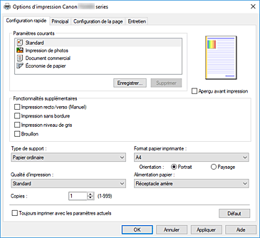 figure&nbsp;: Onglet Configuration rapide