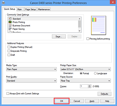 Imagen: Aceptar de la ficha Configuración rápida