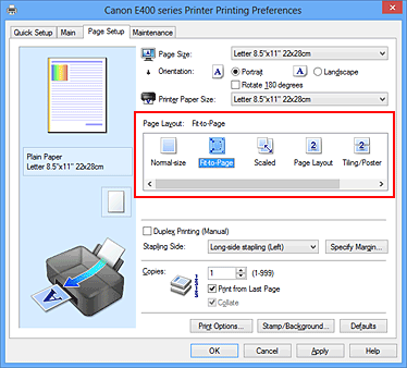 figura:Selectaţi Fit-to-Page pentru Page Layout din fila Page Setup