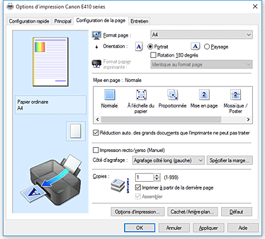 figure&nbsp;: Onglet Configuration de la page