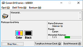 gambar: Monitor Status Canon IJ