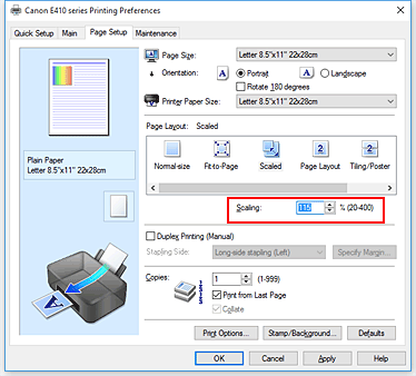 figura:Scaling din fila Page Setup