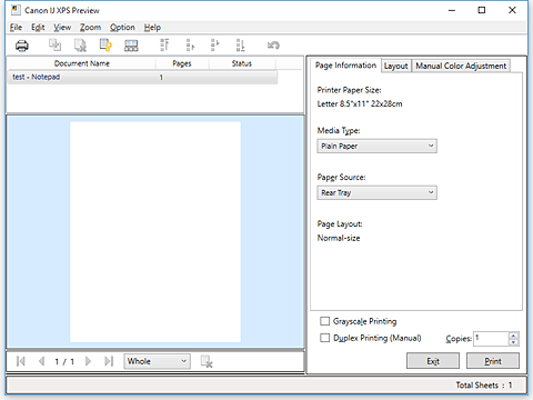 slika: Canon IJ XPS Preview
