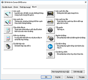 hình: Tab Bảo trì