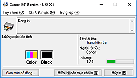 hình: Màn hình trạng thái Canon IJ