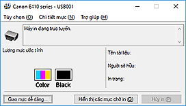 hình: Màn hình trạng thái Canon IJ