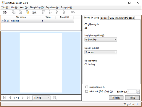 hình: Xem trước Canon IJ XPS