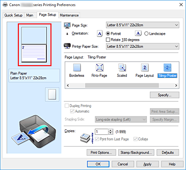 фигура: Показване на визуализация на настройките в раздела &bdquo;Page Setup&rdquo;