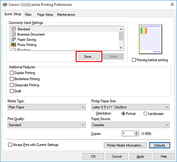 фигура: &bdquo;Save...&rdquo; в раздела &bdquo;Quick Setup&rdquo;