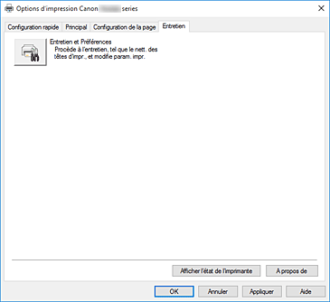 figure&nbsp;: Onglet Entretien