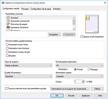 figure&nbsp;: Onglet Configuration rapide