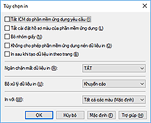 hình: Hộp thoại Tùy chọn in