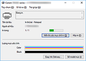 hình: Màn hình trạng thái Canon IJ