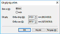 hình: Hộp thoại Cỡ giấy tùy chỉnh