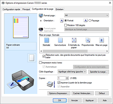 figure : Onglet Configuration de la page