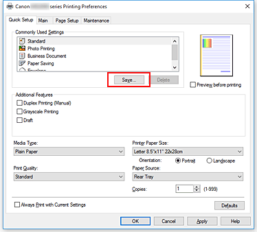 figura:Save... din fila Quick Setup