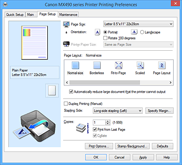 Imagen: ficha Configurar página