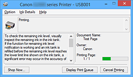 Abbildung: Canon IJ-Statusmonitor